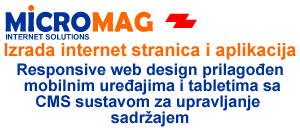 Izrada internet stranica i aplikacija sa CMS sustavom za upravljanje sadržajem. Responsive web design prilagođen mobilnim uređajima i tabletima. Micro Mag d.o.o.